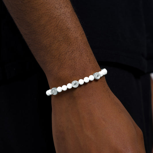 Bracelet perlé Monogramme Argenté